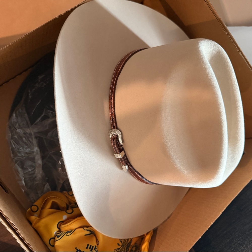 Stetson Black and Gold Leather Hat Interior